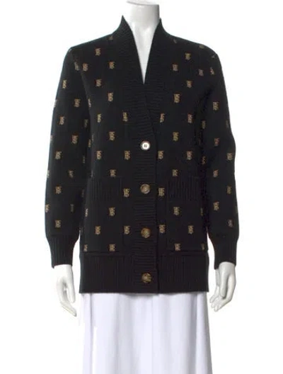 Pre-owned Burberry Printed V-neck Sweater In Black