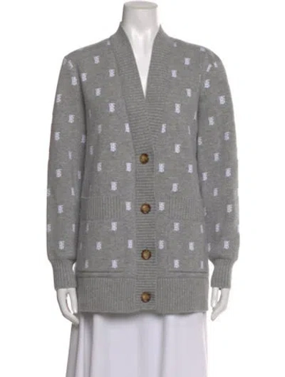 Pre-owned Burberry Printed V-neck Sweater In Gray