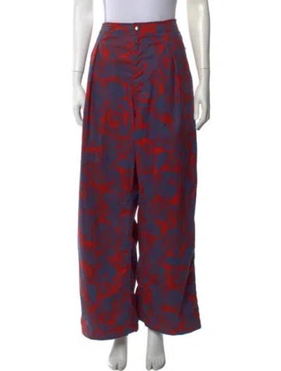 Pre-owned Burberry Printed Wide Leg Pants In Red