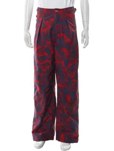Pre-owned Burberry Printed Wide Leg Pants W/ Tags In Red