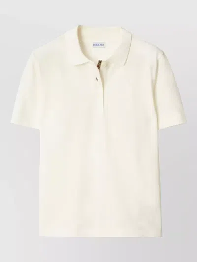 Burberry Priscilla Polo Collar Short Sleeve Top In Metallic