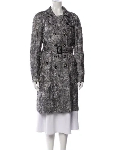 Pre-owned Burberry Prorsum 2013 Patterned Trench Coat In Blue
