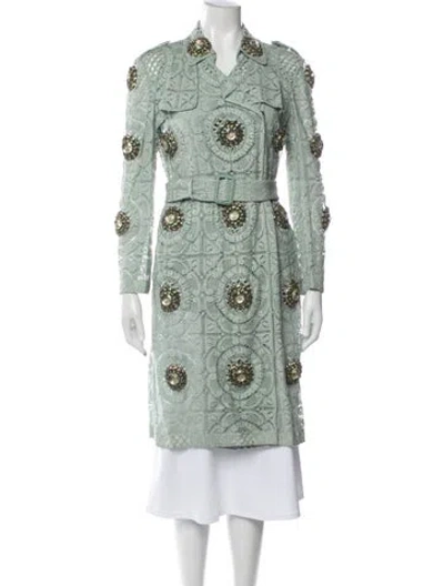 Pre-owned Burberry Prorsum 2014 Lace Pattern Trench Coat In Blue