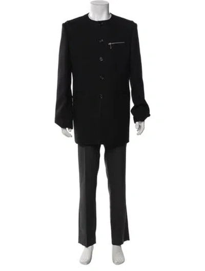 Pre-owned Burberry Prorsum Abstract Check Virgin Wool Overcoat W/ Tags In Black