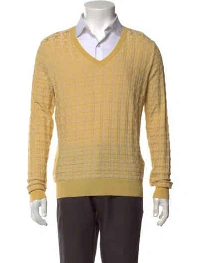 Pre-owned Burberry Prorsum Abstract Check V-neck Pullover In Yellow