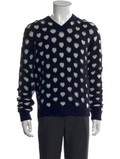 Pre-owned Burberry Prorsum Angora Printed Cardigan In Blue