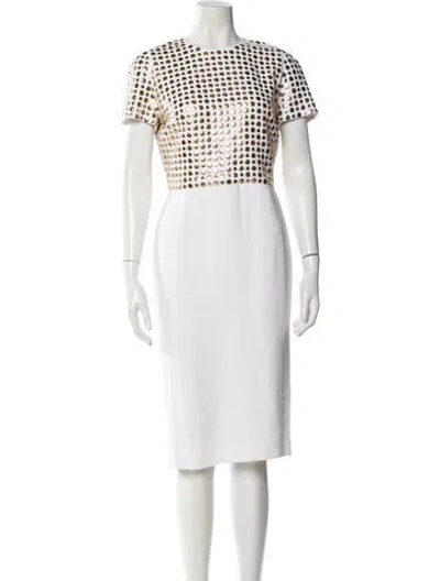 Pre-owned Burberry Prorsum Bateau Neckline Midi Length Dress In White