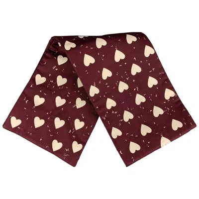 Pre-owned Burberry Prorsum Burgundy White Heart Silk Wool Scarf
