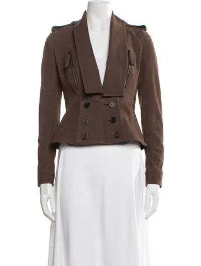 Pre-owned Burberry Prorsum Calf Leather Evening Jacket In Brown