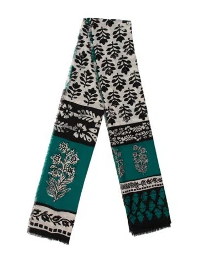 Pre-owned Burberry Prorsum Cashmere Floral Print Scarf In Green