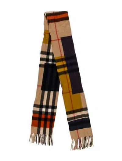 Pre-owned Burberry Prorsum Cashmere House Check Pattern Scarf In Neutral