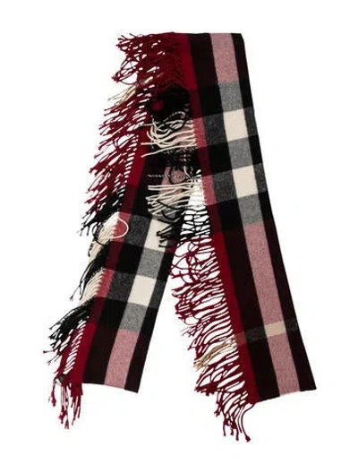 Pre-owned Burberry Prorsum Cashmere Striped Scarf In Red