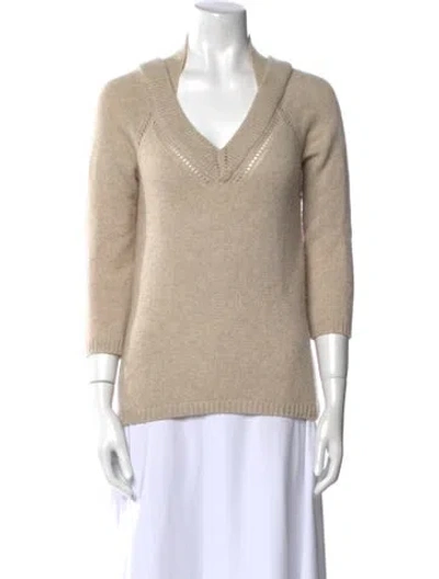 Pre-owned Burberry Prorsum Cashmere V-neck Sweater In Neutral