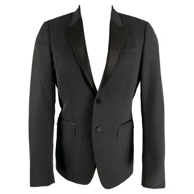 Pre-owned Burberry Prorsum Chest Size 38 Black Virgin Wool Tuxedo Sport Coat