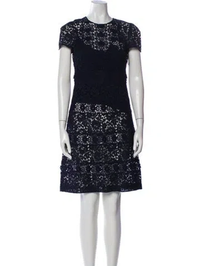 Pre-owned Burberry Prorsum Crochet Mini Dress In Blue