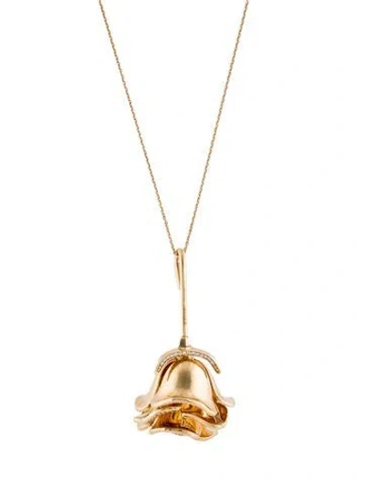 Pre-owned Burberry Prorsum Cubic Zirconia Rose Pendant Necklace, 27" In Multi