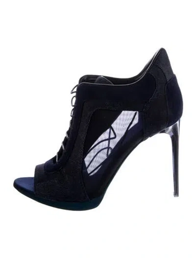 Pre-owned Burberry Prorsum Denim T-strap Pumps In Blue