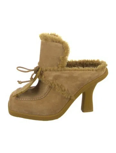 Pre-owned Burberry Prorsum Faux Fur Faux Fur Trim Mules W/ Tags In Brown