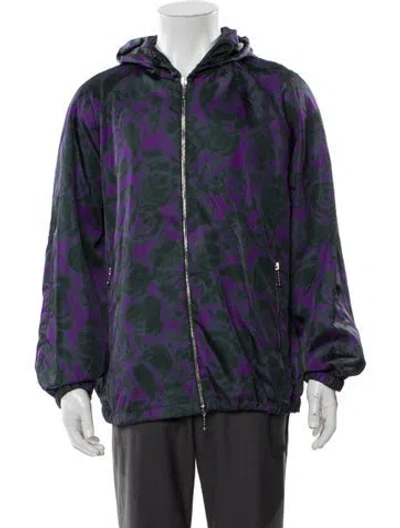 Pre-owned Burberry Prorsum Floral Print Windbreaker W/ Tags In Purple