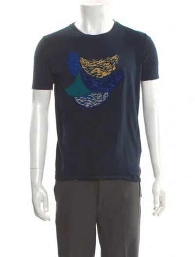 Pre-owned Burberry Prorsum Graphic Print Crew Neck T-shirt In Blue