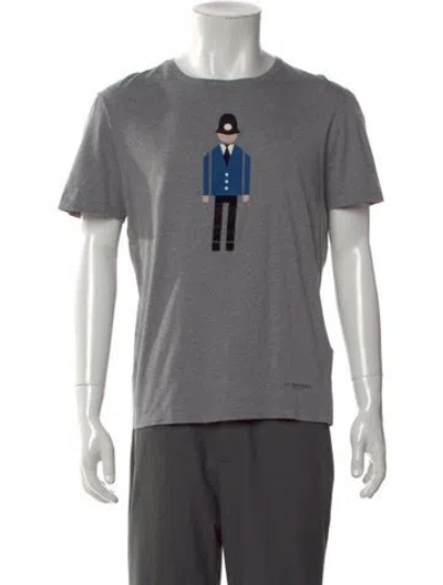 Pre-owned Burberry Prorsum Graphic Print Crew Neck T-shirt In Gray