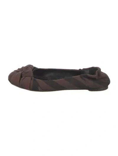 Pre-owned Burberry Prorsum House Check Pattern Canvas Ballet Flats In Brown