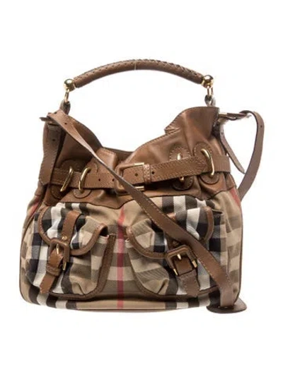 Pre-owned Burberry Prorsum House Check Shoulder Bag In Brown