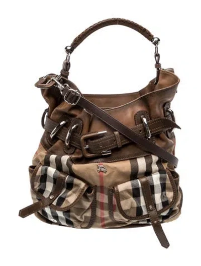 Pre-owned Burberry Prorsum House Check Shoulder Bag In Neutral