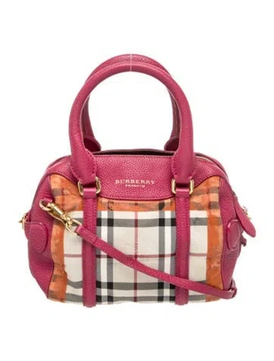 Pre-owned Burberry Prorsum House Check Top Handle Bag In Pink
