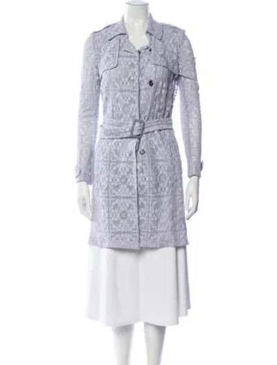 Pre-owned Burberry Prorsum Lace Lace Pattern Trench Coat In Purple