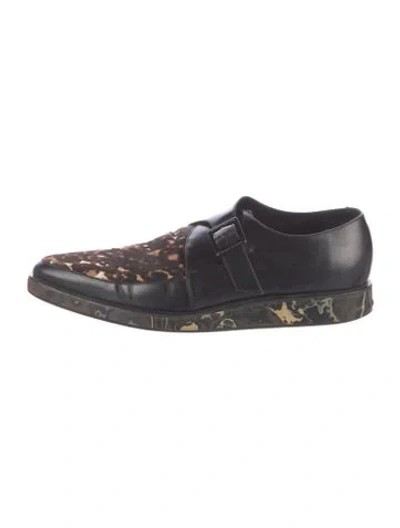 Pre-owned Burberry Prorsum Leather Animal Print Monk Straps In Multi