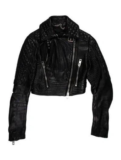 Pre-owned Burberry Prorsum Leather Biker Jacket In Black