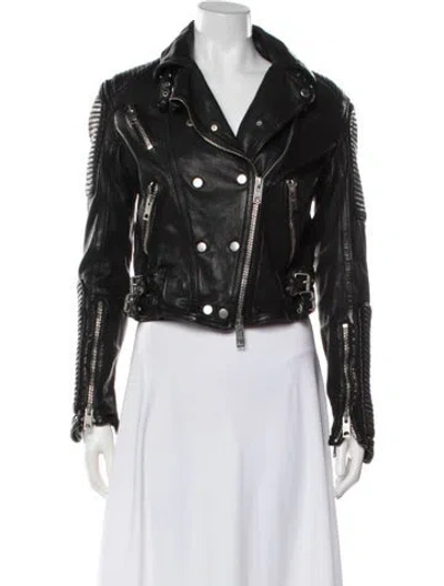 Pre-owned Burberry Prorsum Leather Biker Jacket In Black