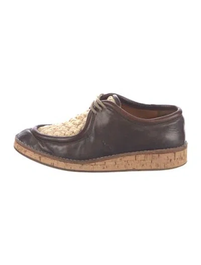 Pre-owned Burberry Prorsum Leather Colorblock Pattern Sneakers In Brown