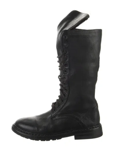 Pre-owned Burberry Prorsum Leather Combat Boots In Black