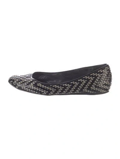 Pre-owned Burberry Prorsum Leather Patterned Ballet Flats In Black