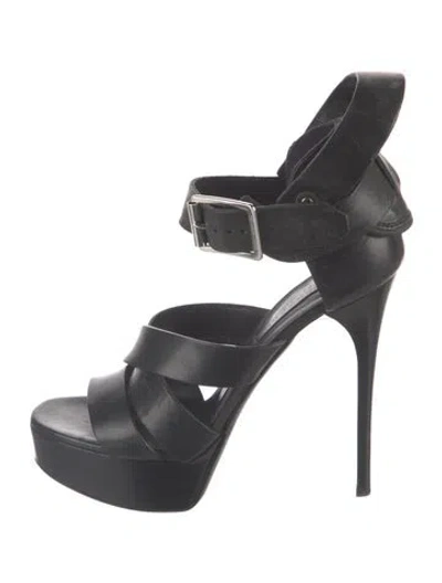 Pre-owned Burberry Prorsum Leather Sandals In Blue
