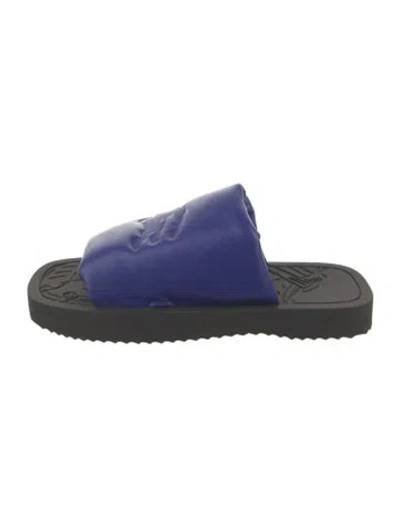 Pre-owned Burberry Prorsum Leather Slides In Blue