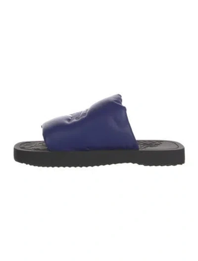Pre-owned Burberry Prorsum Leather Slides In Blue