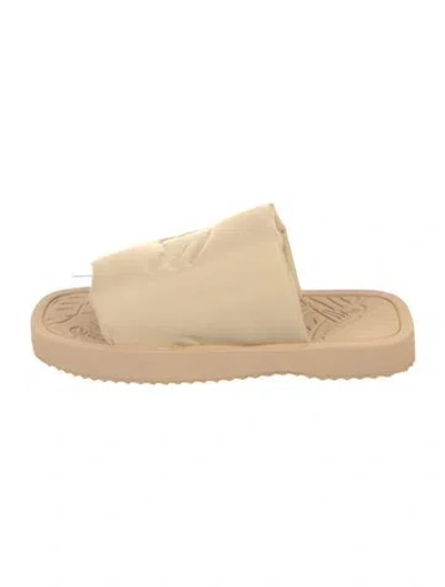 Pre-owned Burberry Prorsum Leather Slides In Neutral