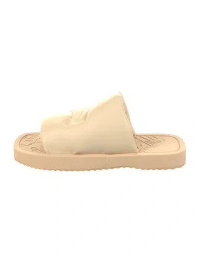 Pre-owned Burberry Prorsum Leather Slides In Neutral