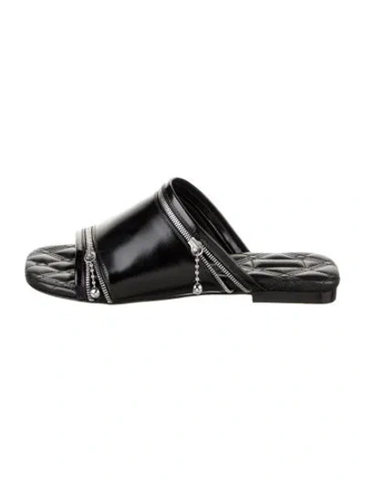 Pre-owned Burberry Prorsum Leather Slides W/ Tags In Black