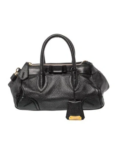 Pre-owned Burberry Prorsum Leather Top Handle Bag In Black