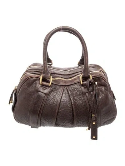 Pre-owned Burberry Prorsum Leather Top Handle Bag In Brown