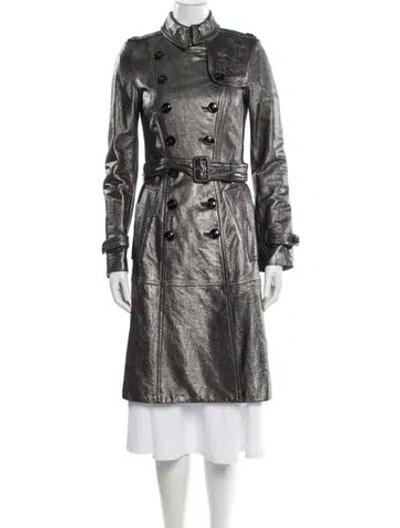 Pre-owned Burberry Prorsum Leather Trench Coat In Gray