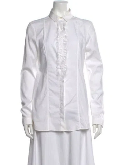 Pre-owned Burberry Prorsum Long Sleeve Blouse In White