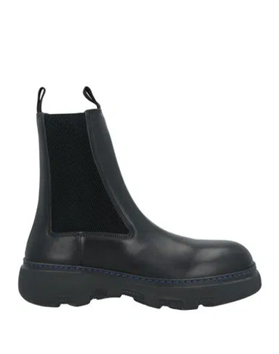 Burberry Prorsum Man Ankle Boots Black Size 8 Leather, Elastic Fibres