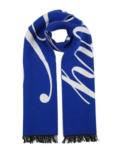 Burberry Prorsum Man Scarf Blue Size - Wool, Silk