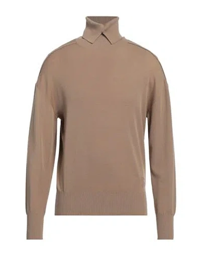 Burberry Prorsum Man Turtleneck Camel Size L Wool In Sand