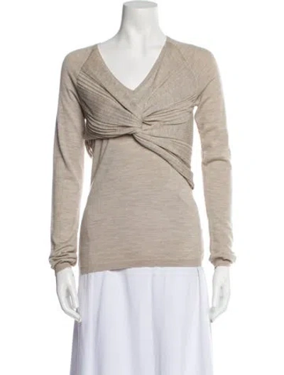 Pre-owned Burberry Prorsum Merino Wool V-neck Sweatshirt In Neutral